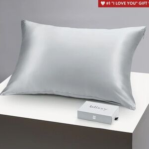 New in Box - Blissy 100% Mulberry Silk Pillowcase - Silver - Queen